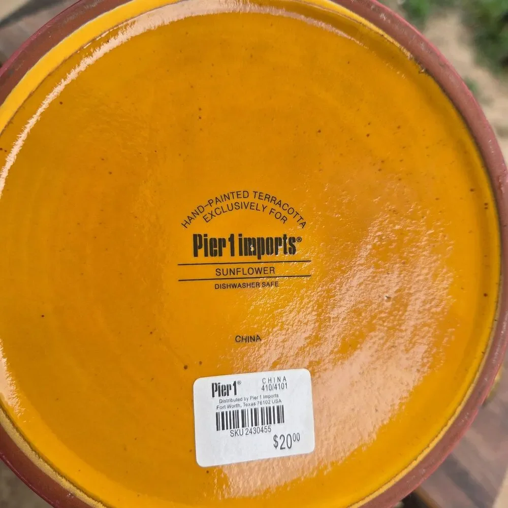 Pier 1 Imports Sunflower Lidded Canister NWT Hand Painted Terracotta